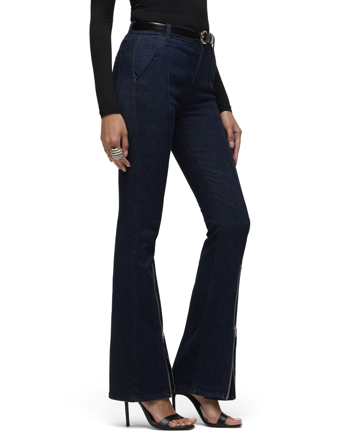 Women's Barbara High-Rise Zip-Front Bootcut Stretch Jeans