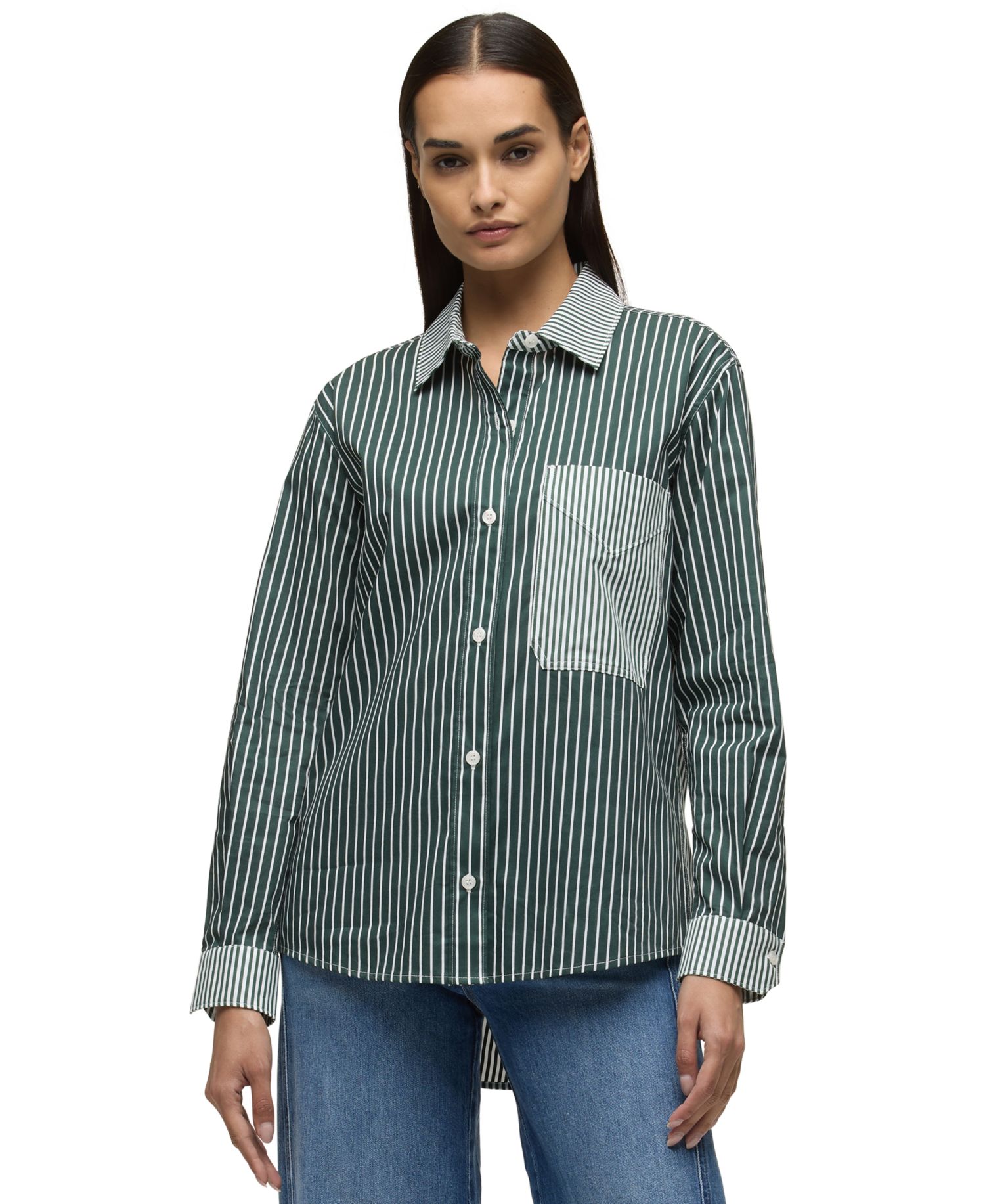 Women's Oversized Long-Sleeve Button-Down Shirt