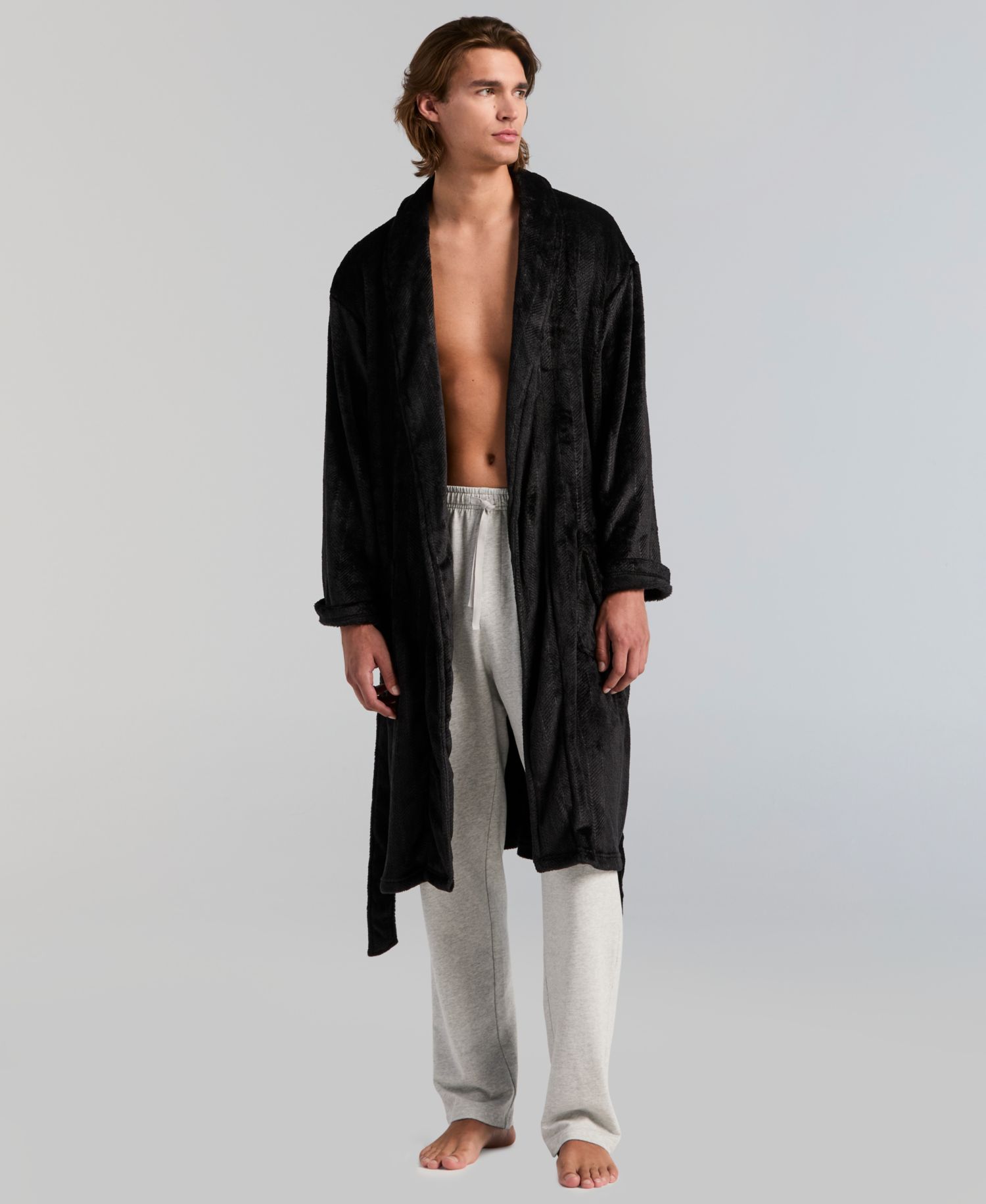 Men's Fleece-Herringbone Robe