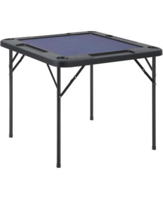 35.5" Square Folding Game Table with Felt, Cup Holders and Trays, for Mahjong, Poker and Dominoes