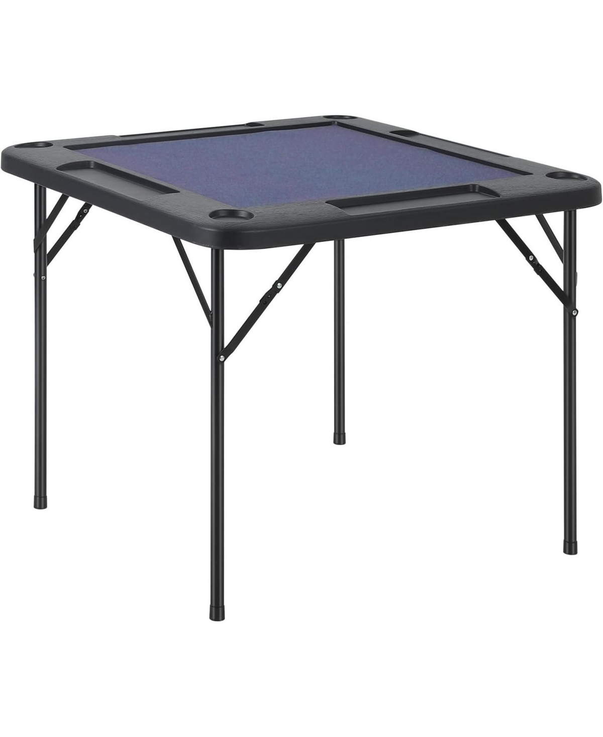 homfan 35.5" Square Folding Game Table with Felt, Cup Holders and Trays, for Mahjong, Poker and Dominoes