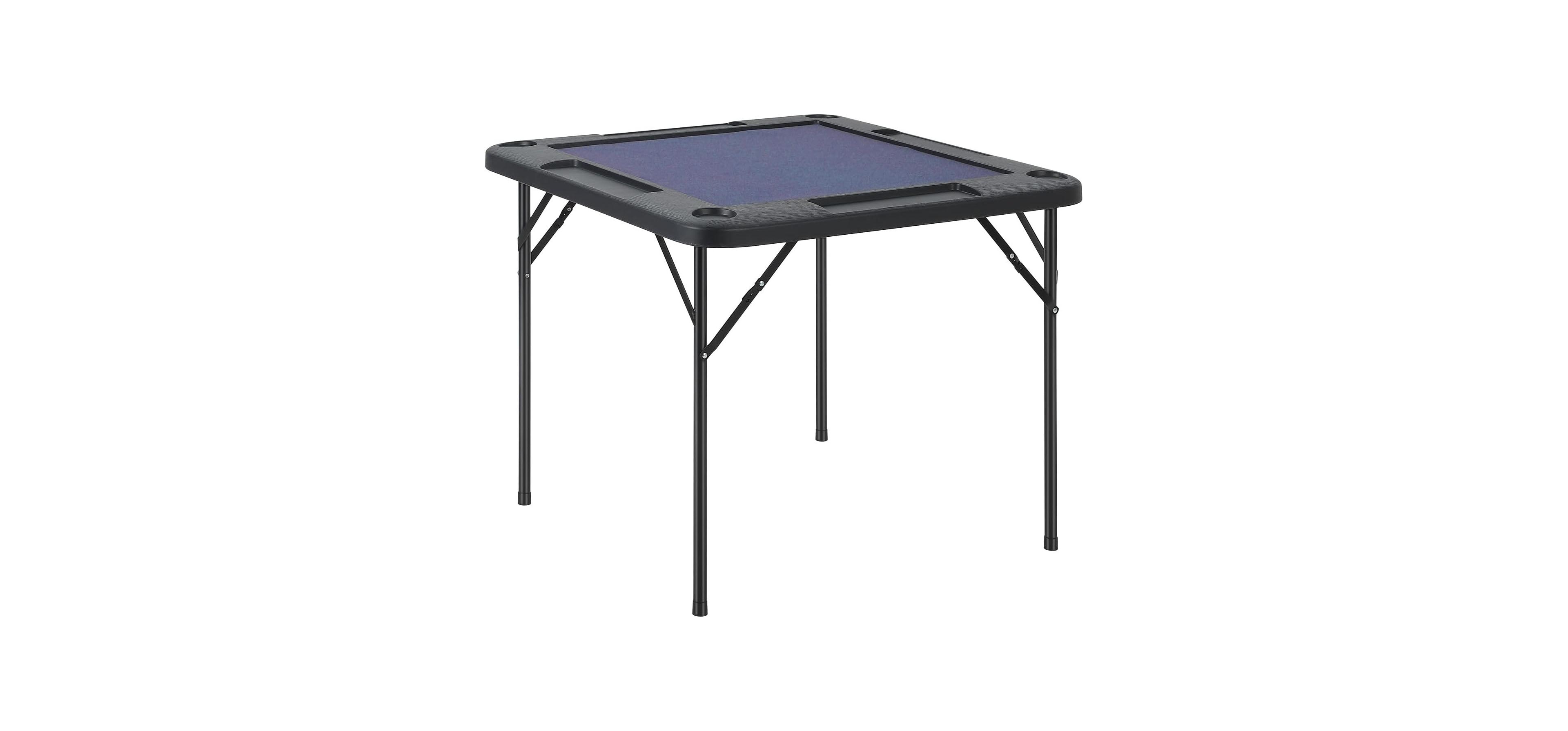 homfan 35.5" Square Folding Game Table with Felt, Cup Holders and Trays, for Mahjong, Poker and Dominoes