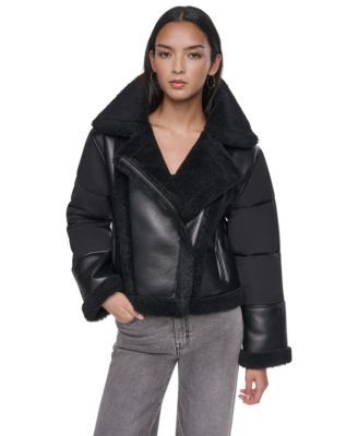 Women's Faux Shearling Puff-Sleeve Short Jacket