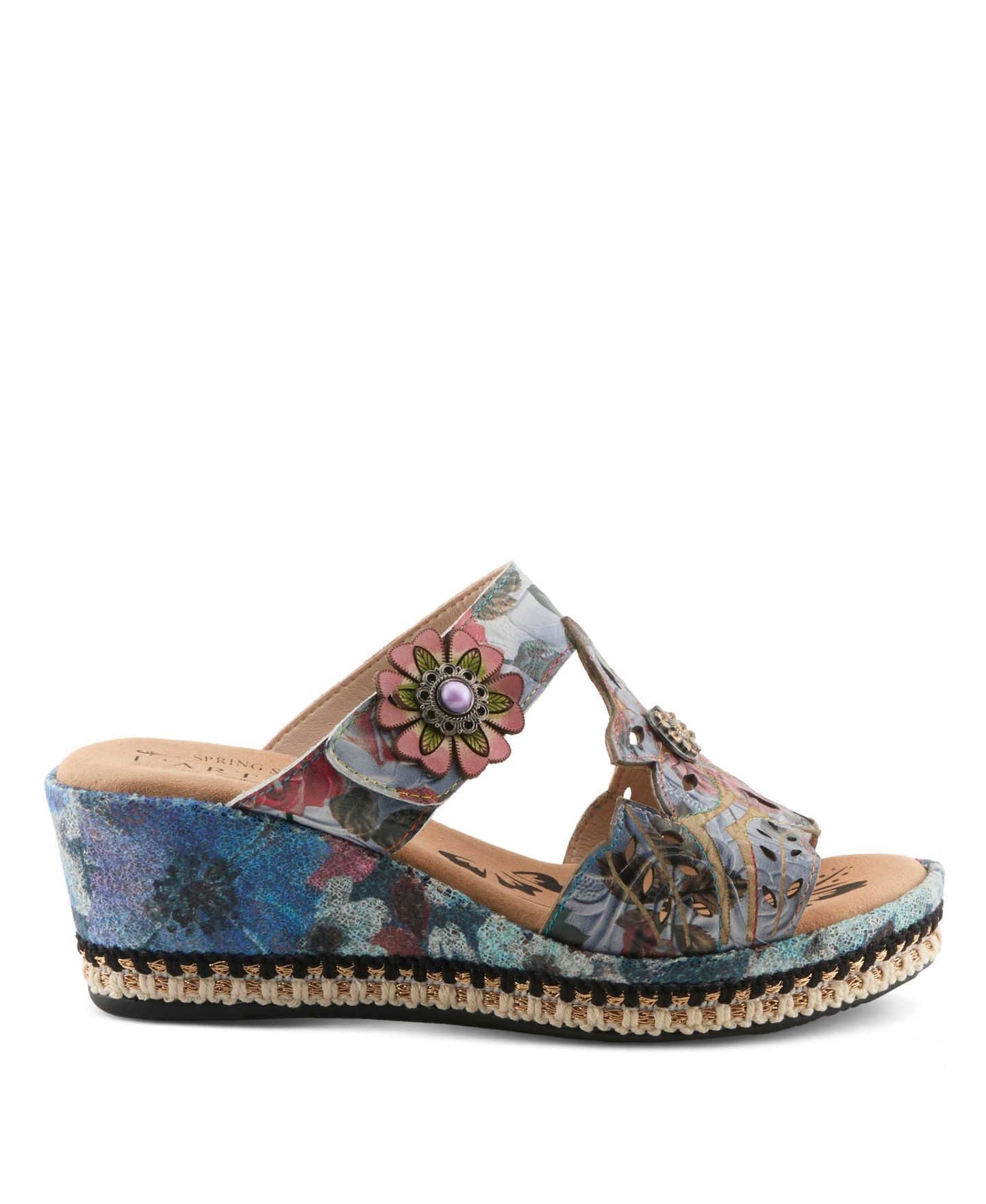 Женские сандалии L'Artiste Coverup Sandal with Stitch-to-Sole Construction, цвет: Тёмно-синий разноцветный — фото 6