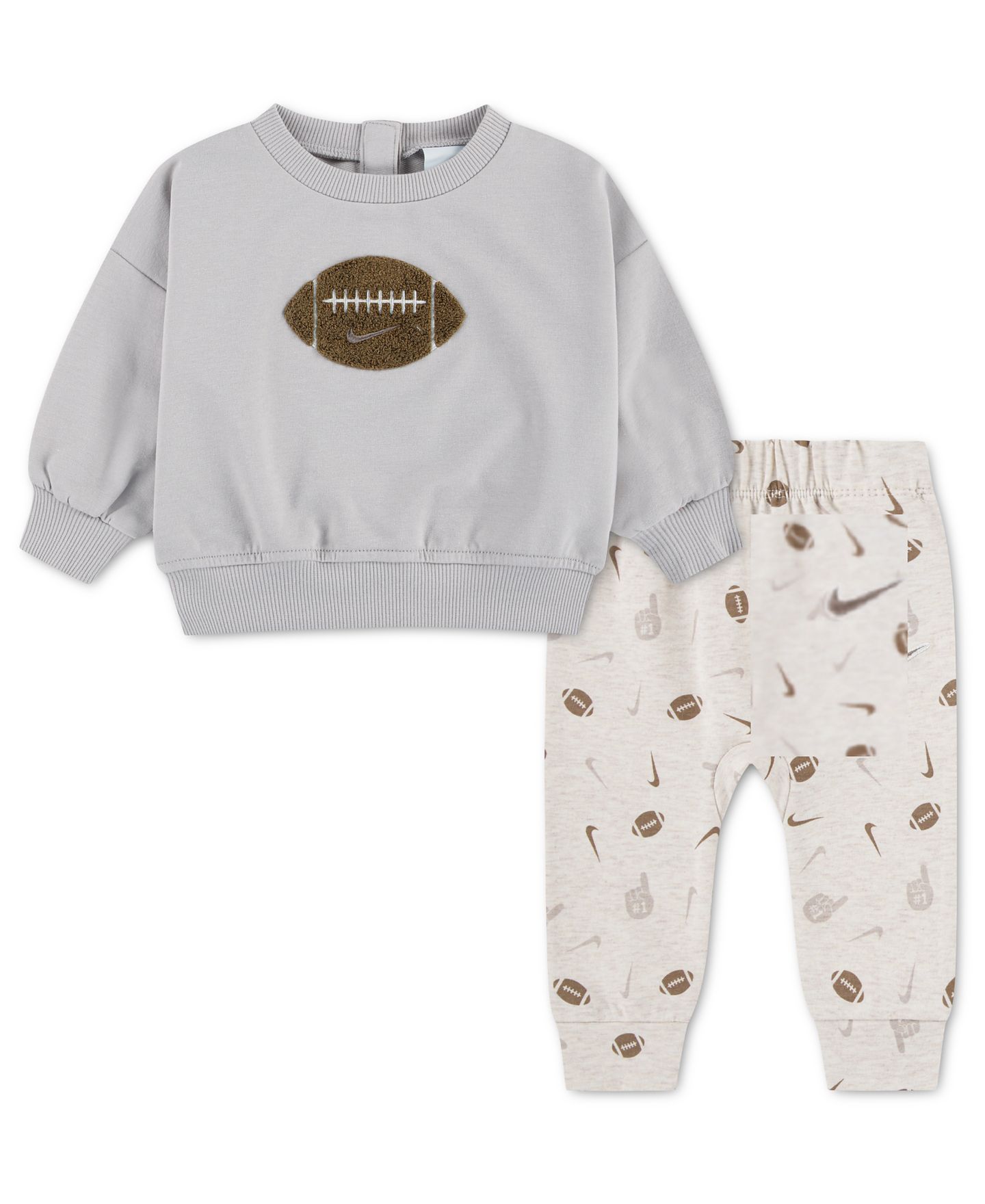 Комплект Nike Readyset Grow Football Crewneck Long-Sleeve Top and Pants, 2-Piece Set для мальчиков-малышей, цвет: Бледная слоновая кость меланжевый — фото 1