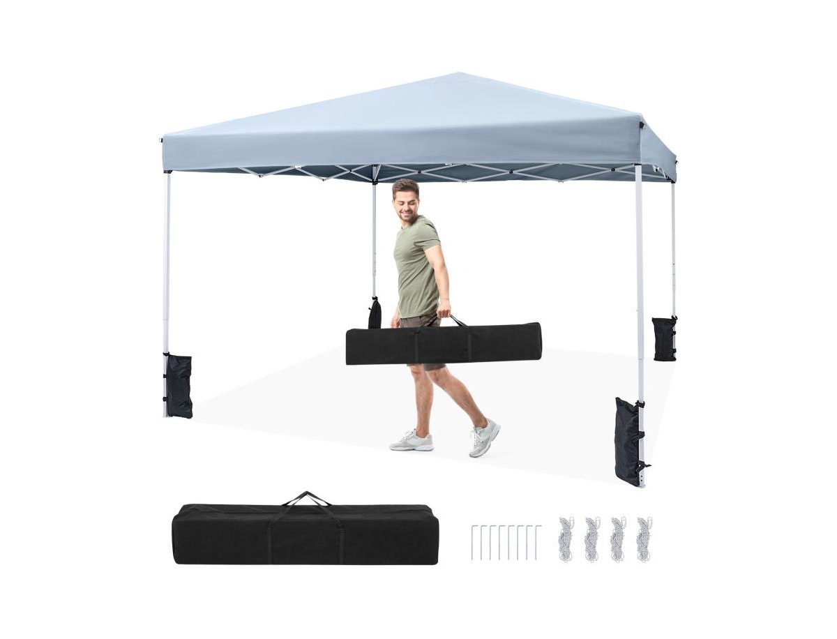 Boyel Living 10 x 10 Feet Pop up Canopy Tent with Carrying Bag and 4 Sandbags - Gray