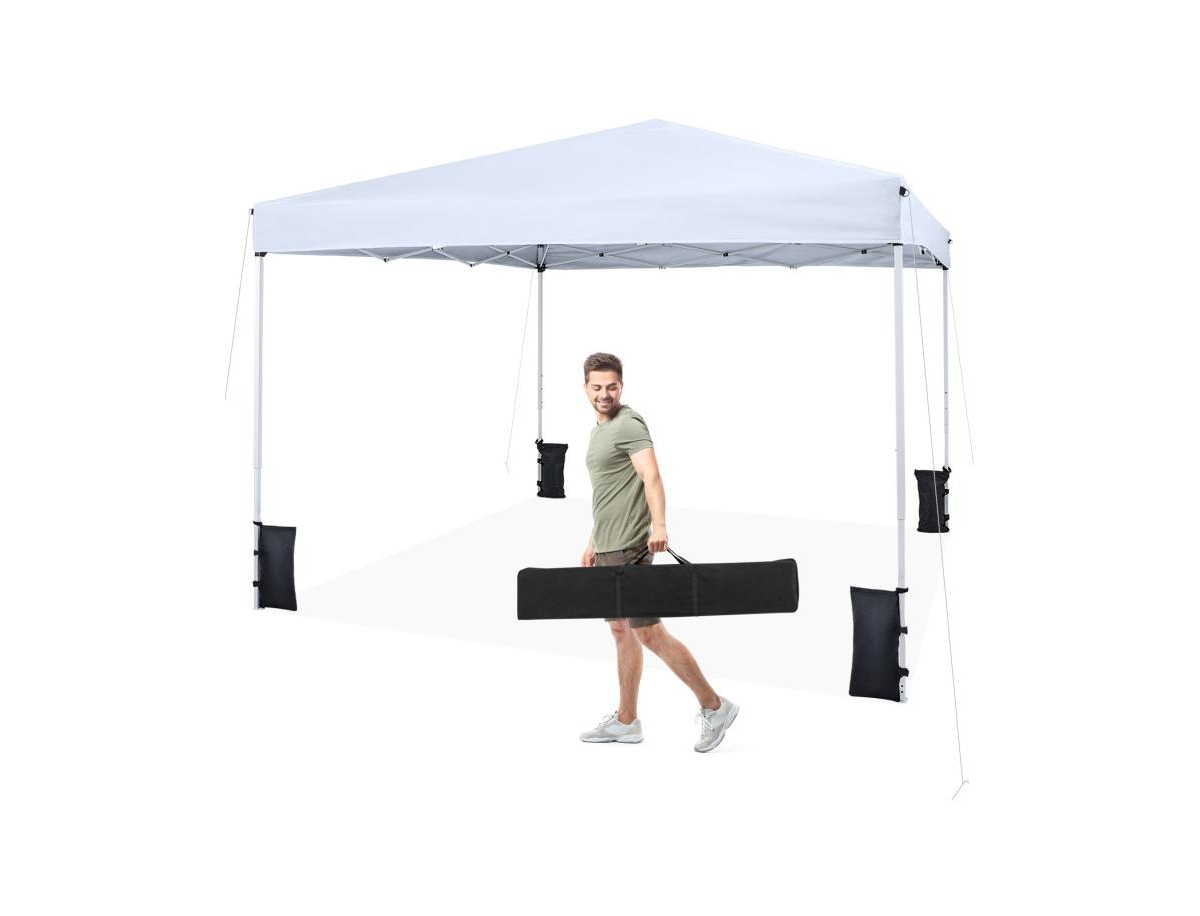Boyel Living 10 x 10 Feet Pop up Canopy Tent with Carrying Bag and 4 Sandbags - White