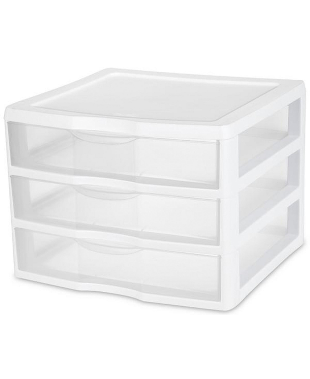 Sterilite Clear Plastic Stackable Small 3 Drawer Storage System, White