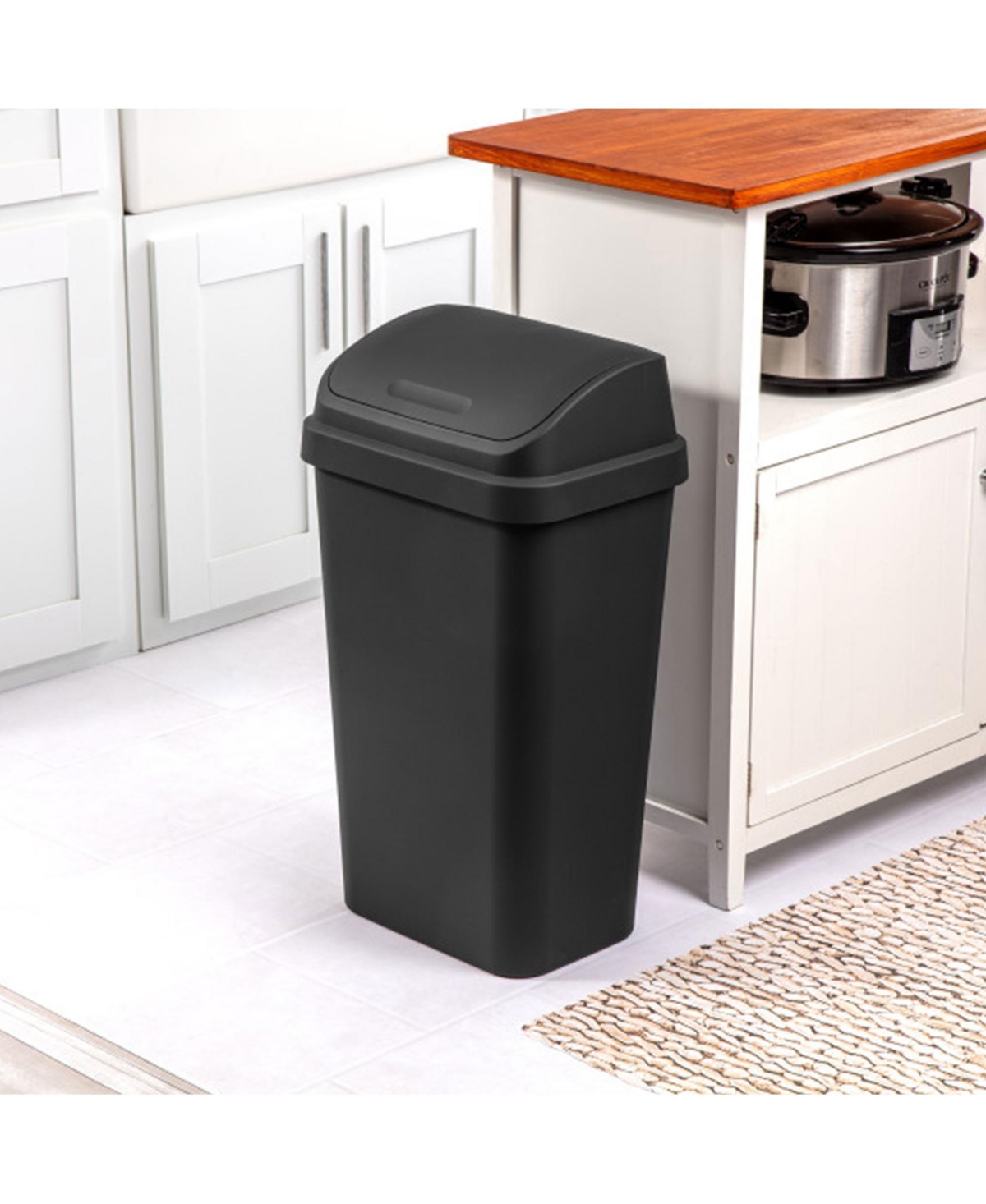 Sterilite 13 Gal Kitchen Swing Top Lidded Wastebasket Trash Can, 12 Pack