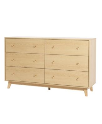 54 in Wide 6-Drawer Wooden Chest of Drawers with Anti-Tip Anchor Hardware