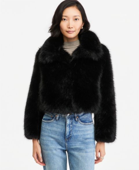 Женская куртка On 34th Faux Fur Cropped, цвет: Глубокий чёрный