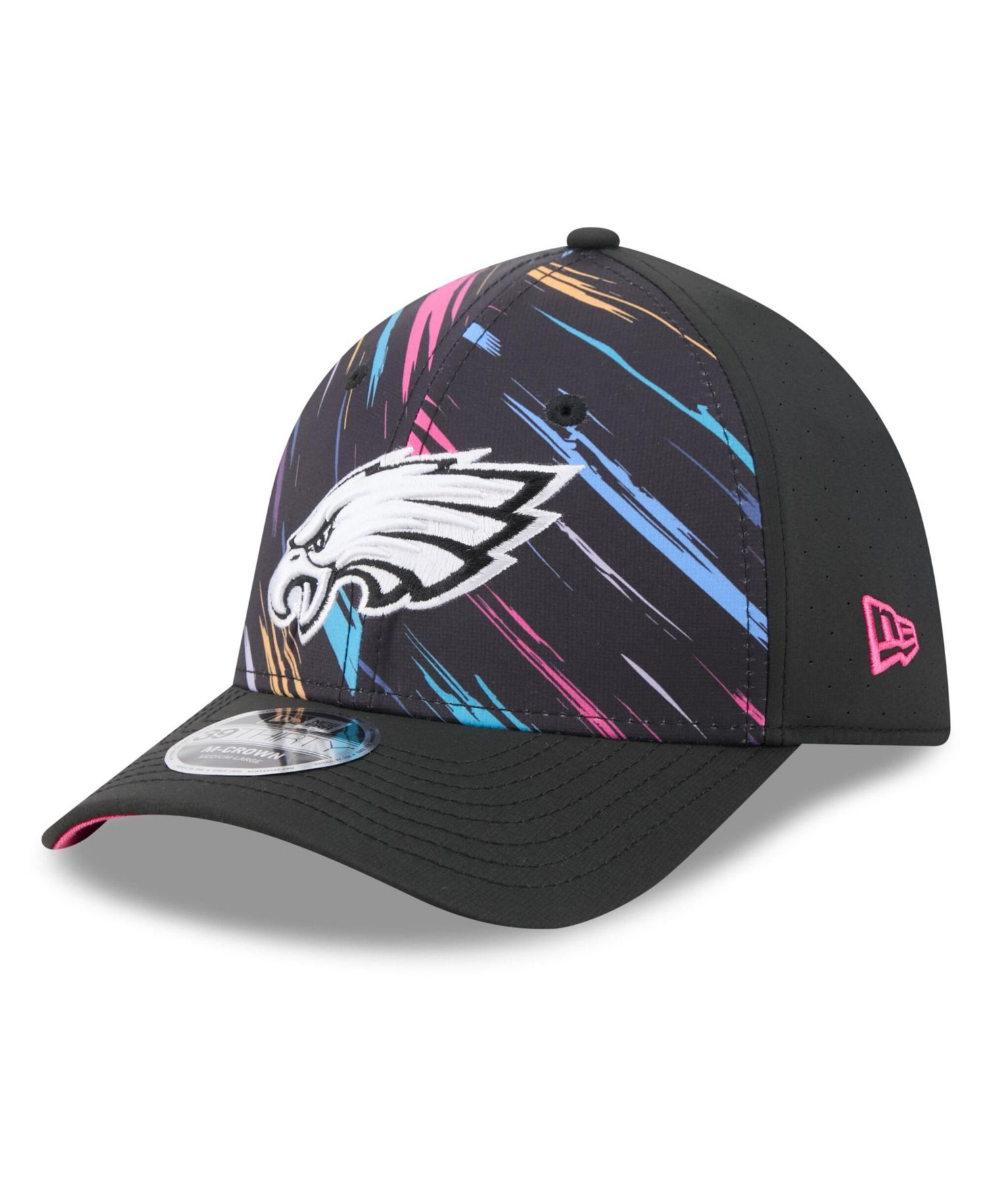 Men's Black Philadelphia Eagles 2026 NFL Cruical Catch 39THIRTY M-Crown Stretch Hat