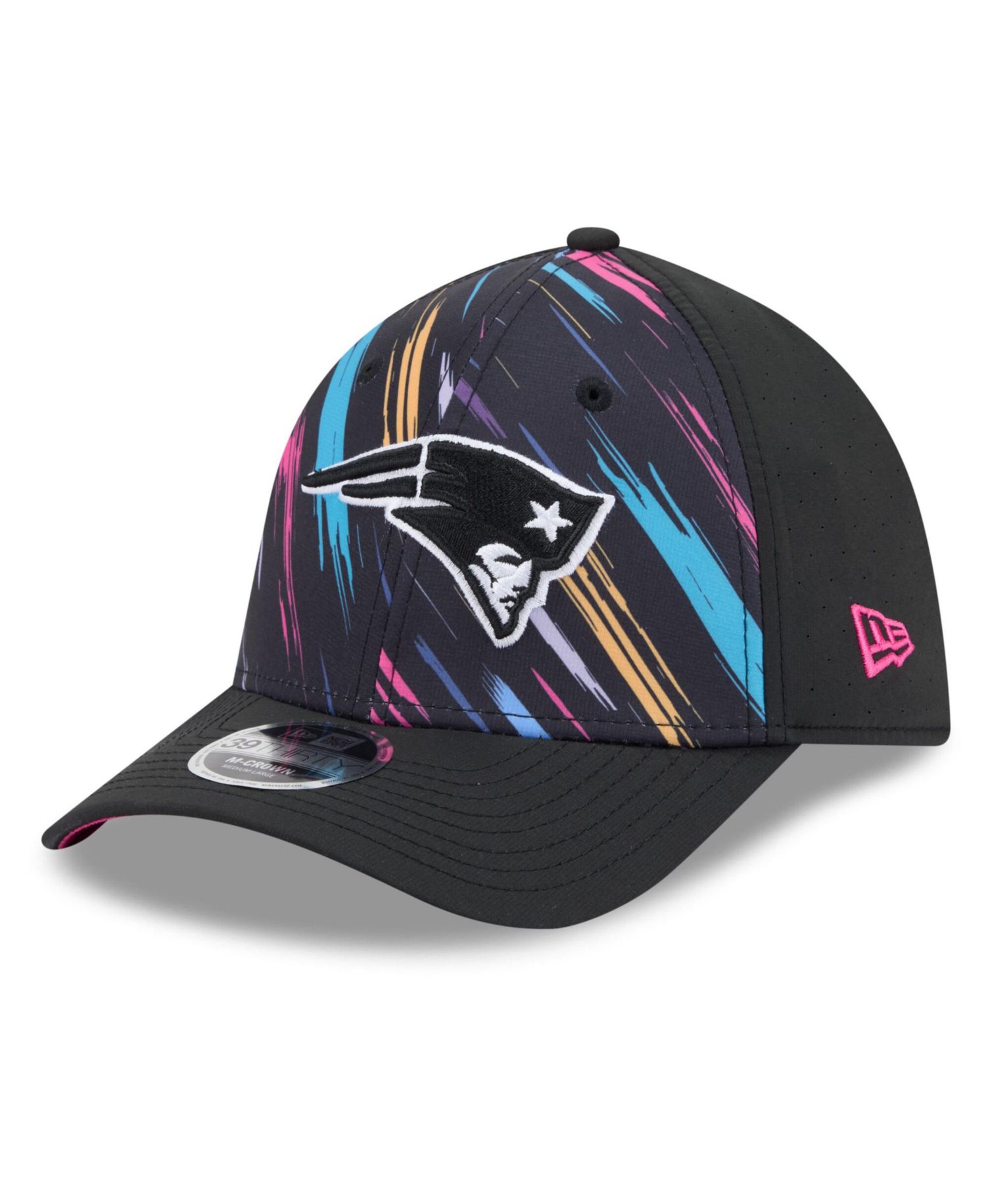 Men's Black New England Patriots 2026 NFL Cruical Catch 39THIRTY M-Crown Stretch Hat