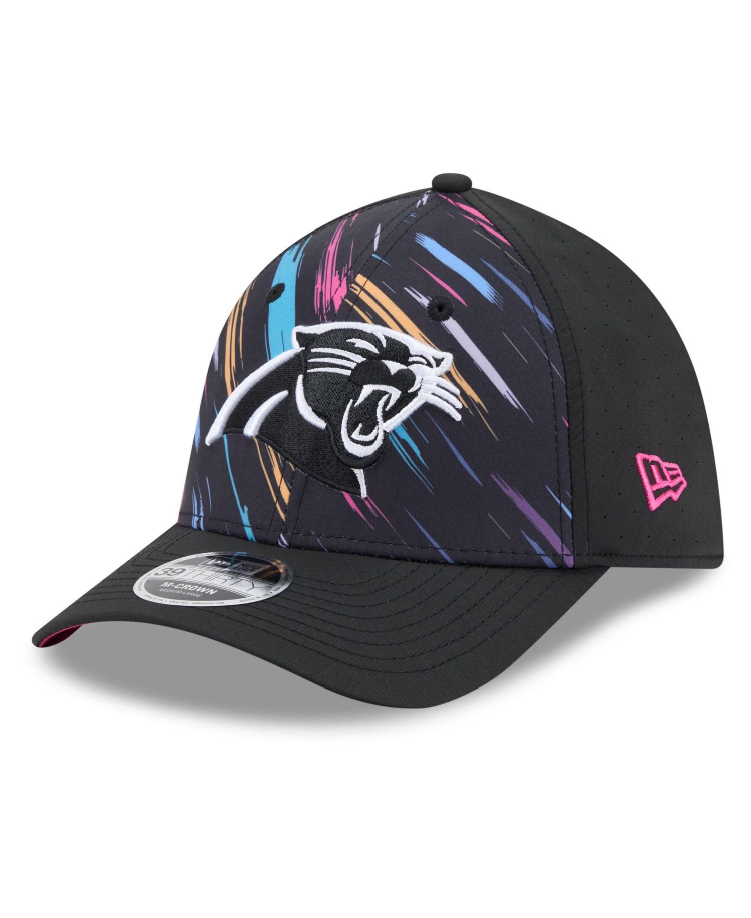 Men's Black Carolina Panthers 2026 NFL Cruical Catch 39THIRTY M-Crown Stretch Hat