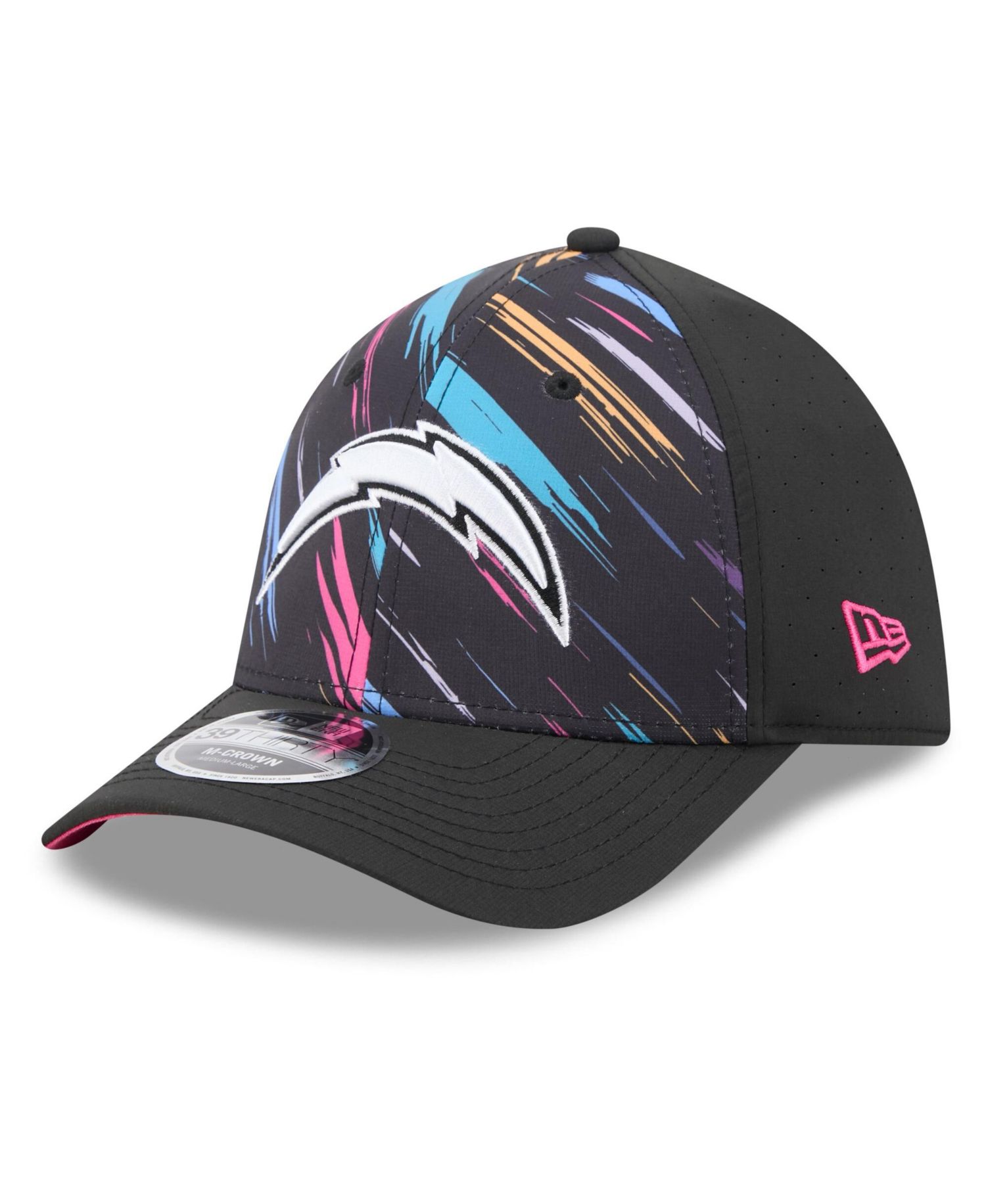 Men's Black Los Angeles Chargers 2026 NFL Cruical Catch 39THIRTY M-Crown Stretch Hat