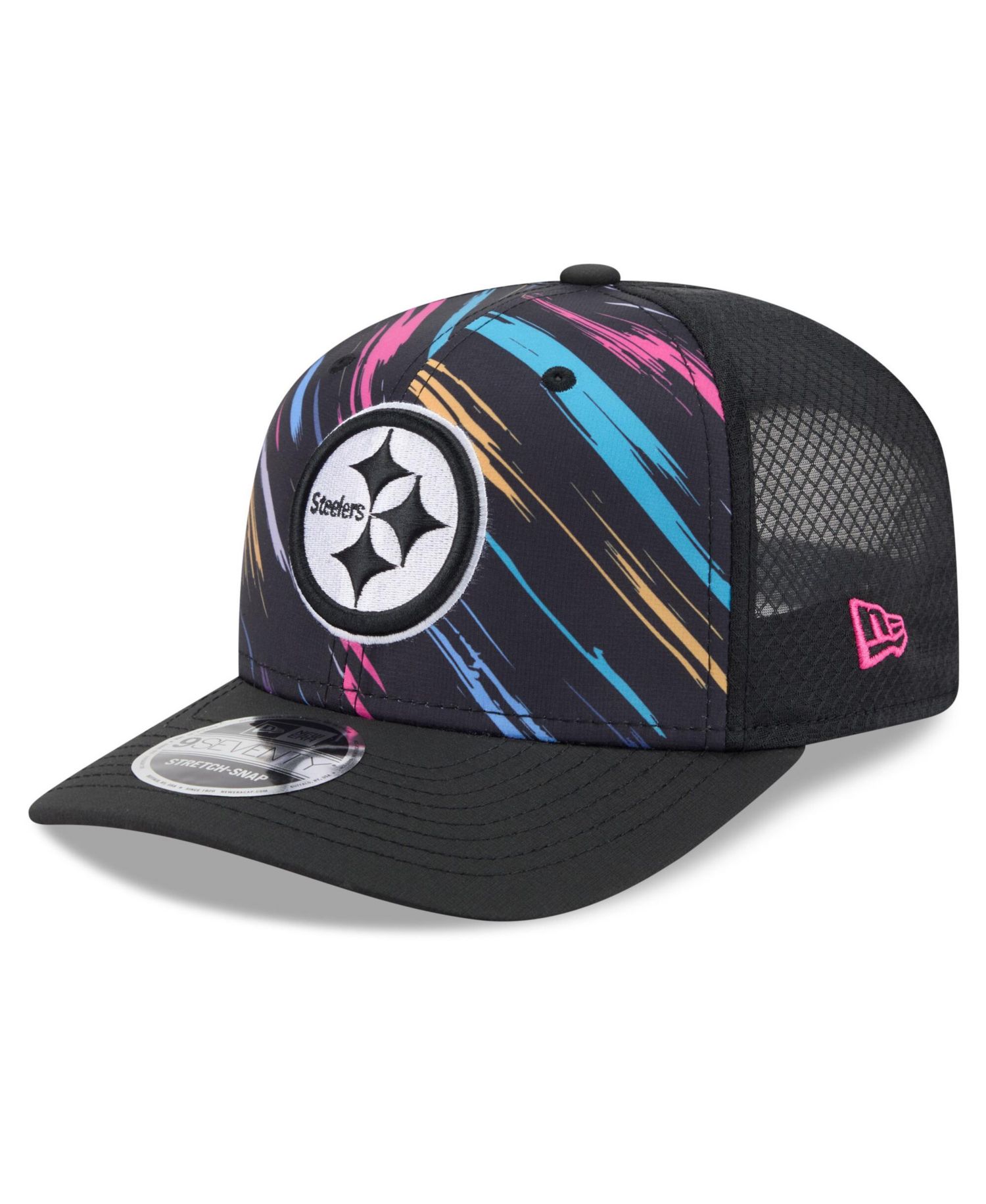 Men's Black Pittsburgh Steelers 2026 NFL Cruical Catch 9SEVENTY Adjustable Trucker Hat