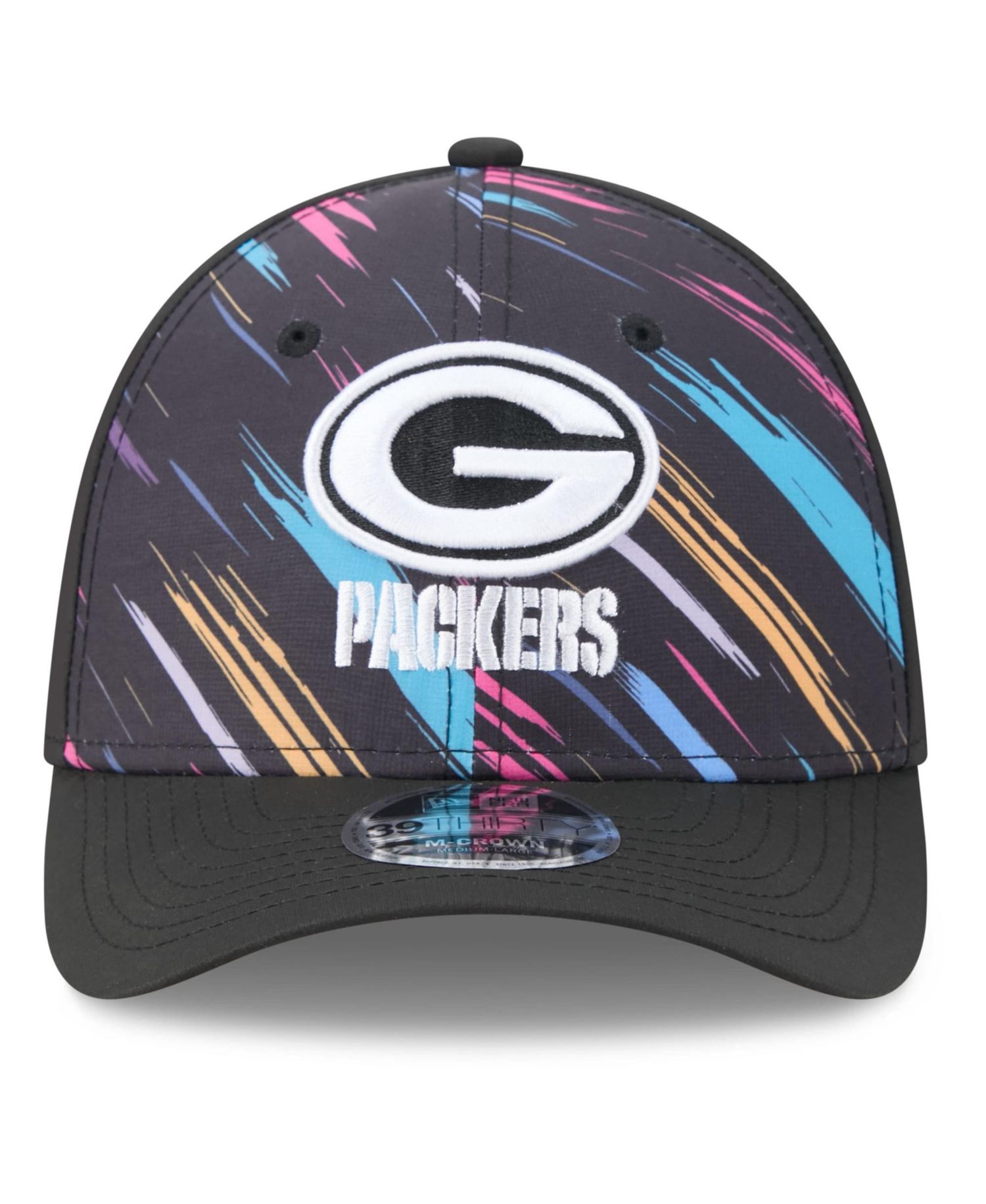 Men's Black Green Bay Packers 2026 NFL Cruical Catch 39THIRTY M-Crown Stretch Hat