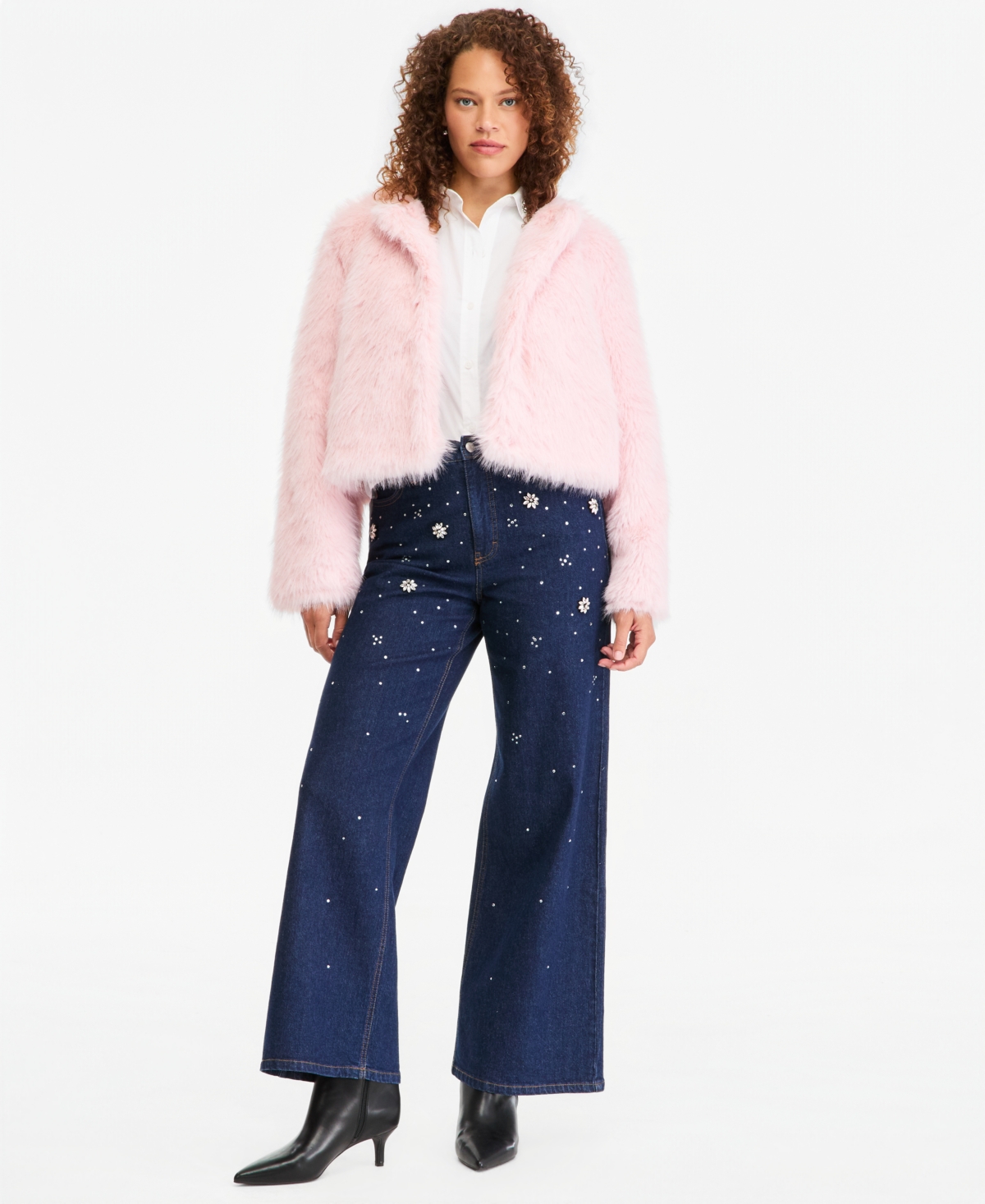 On 34th Women's Cropped Faux Fur Completer Jacket, Macy's Exclusive - Soft Pink