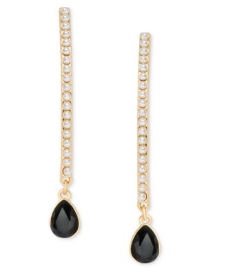 Imitation Pearl Gold-Tone Stone Drop Threader Earrings