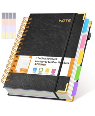 5 Subject Spiral Notebook College Ruled Removable Dividers Thick Paper Hardcover