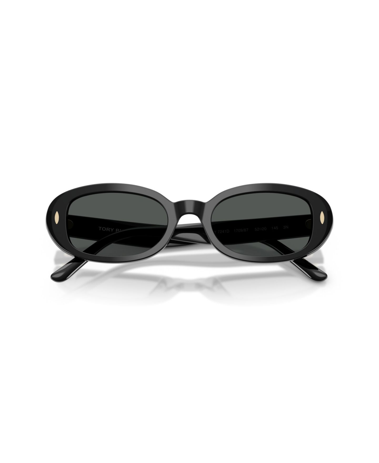 Женские солнцезащитные очки Tory Burch Miller Oval Low-Bridge Sunglasses TY7241D, цвет: Чёрный — фото 3