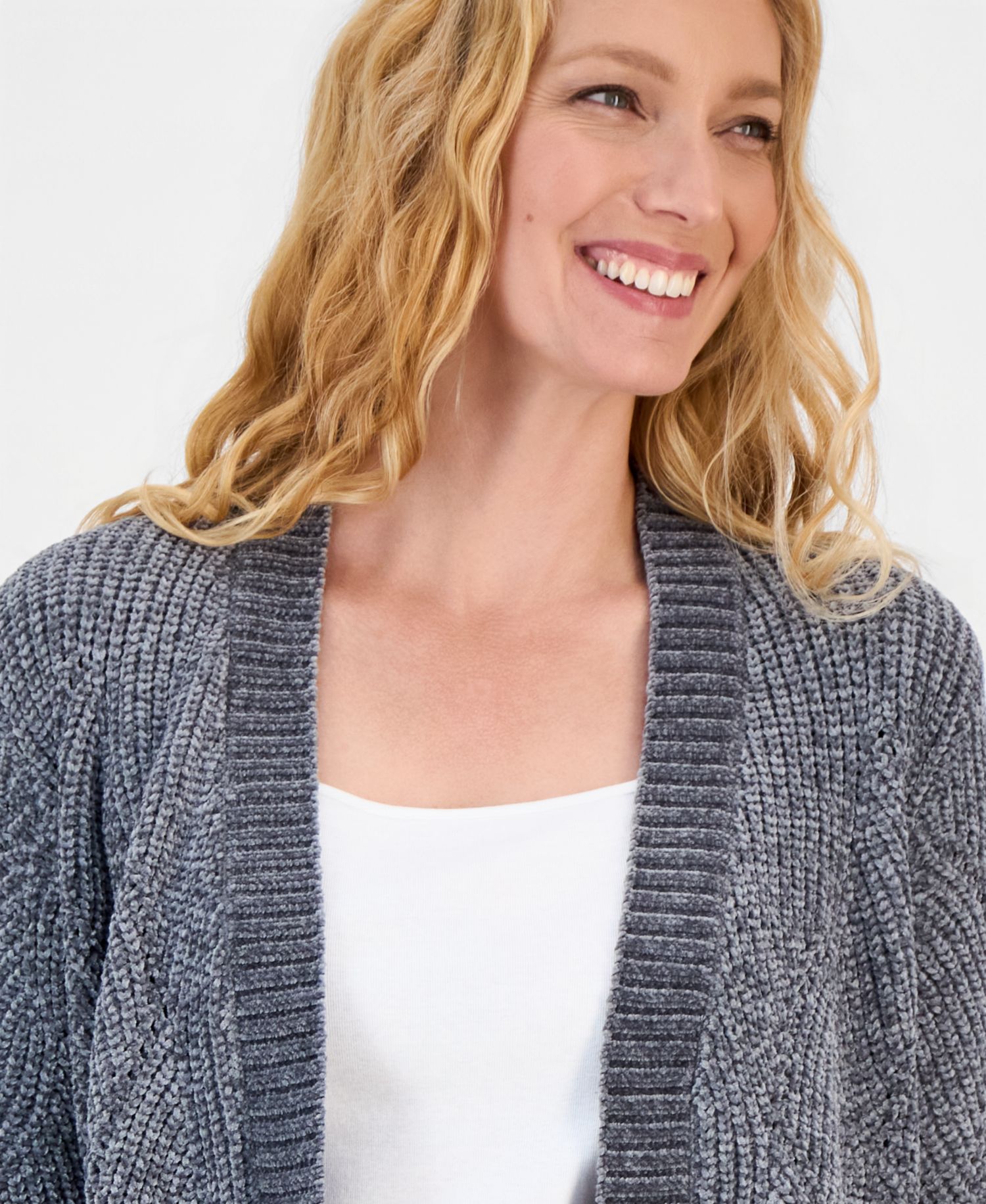Women's Cable-Knit Chenille Cardigan