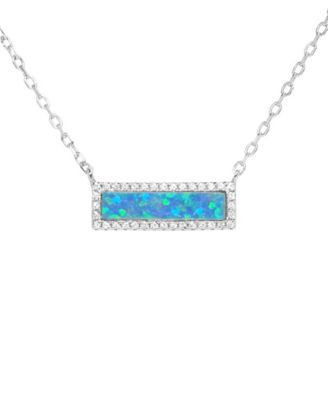 Reflection Necklace with Lab Grown Opal in 14k Gold Plated Sterling Silver