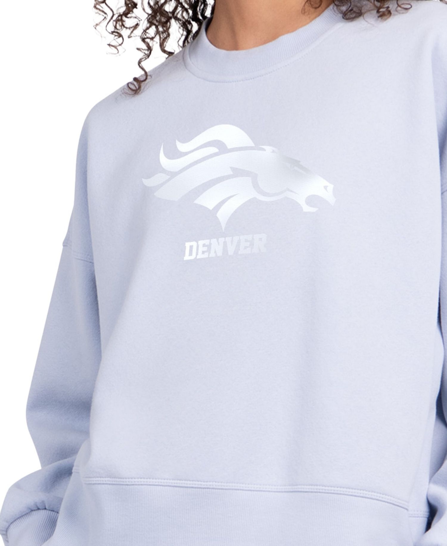 Women's Light Blue Denver Broncos Travel Pastels Boxy Fleece Sweatshirt