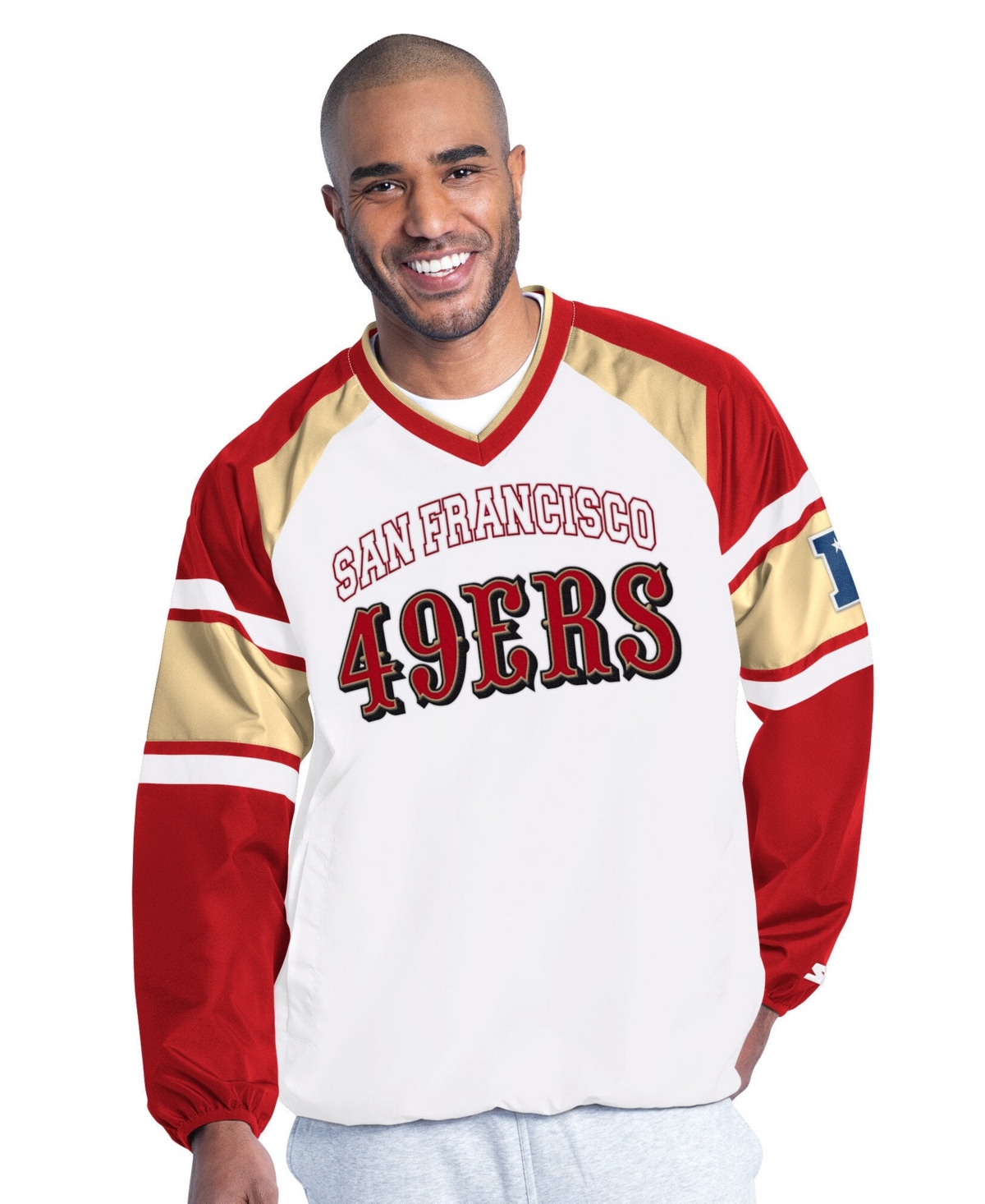 Starter Men's San Francisco 49ers Infield Play Raglan Pullover Jacket In White