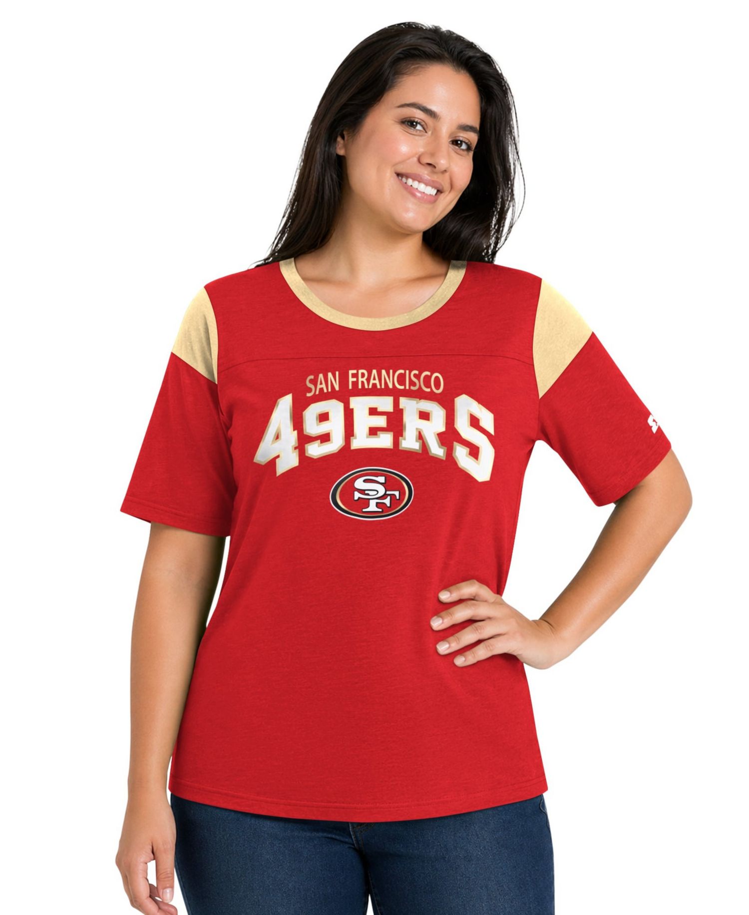 Women's Scarlet San Francisco 49ers Plus Size Linebacker Slub T-Shirt
