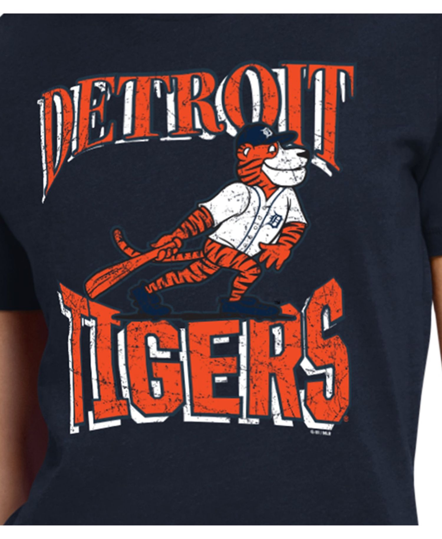 Women's Navy Detroit Tigers Team Motif Mascot T-Shirt