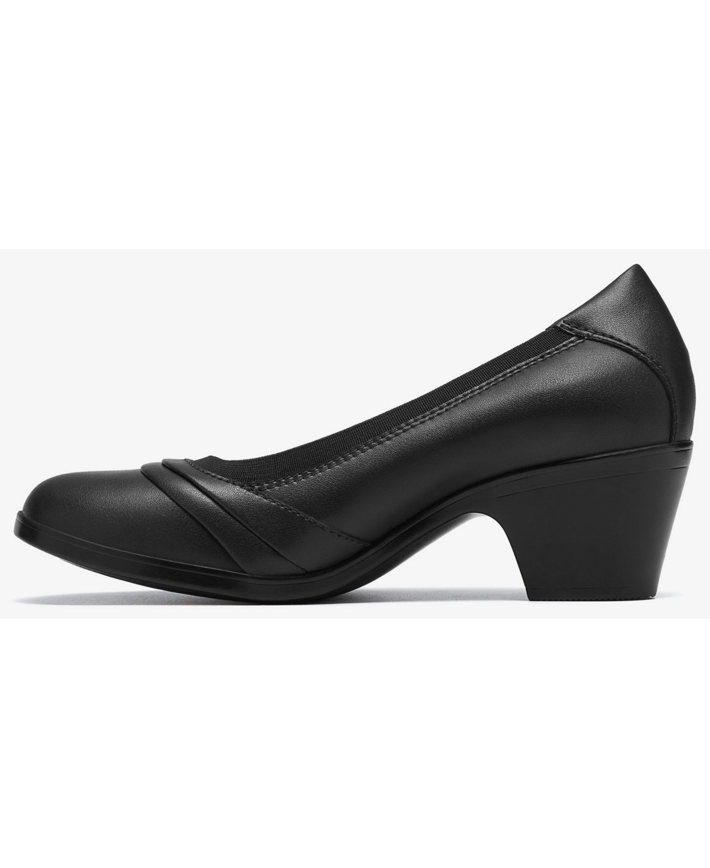 Женские туфли Clarks Emily 2 Gracie Block Heel Round Toe Leather Pumps, цвет: Чёрный кожаный — фото 6