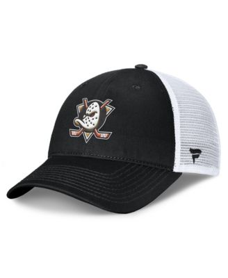 Men's Black/White Anaheim Ducks Core Primary Logo Trucker Adjustable Hat