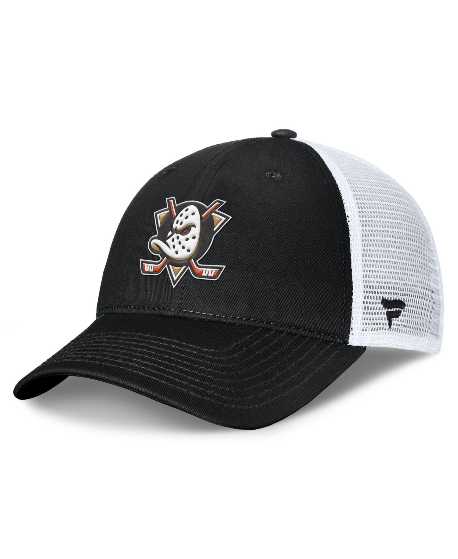 Men's Black/White Anaheim Ducks Core Primary Logo Trucker Adjustable Hat