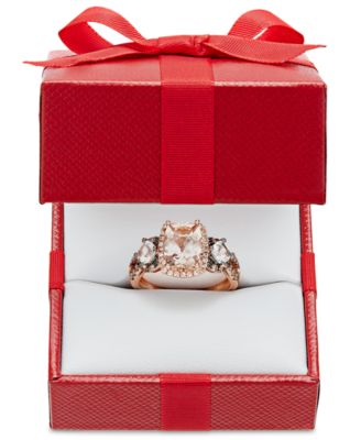 Le Vian Chocolatier® Peach Morganite® (1-1/2 ct. t.w.), Aquamarine (1/2 ct. t.w.) and Diamond (1/3 ct. t.w.) Ring in 14k Rose Gold 