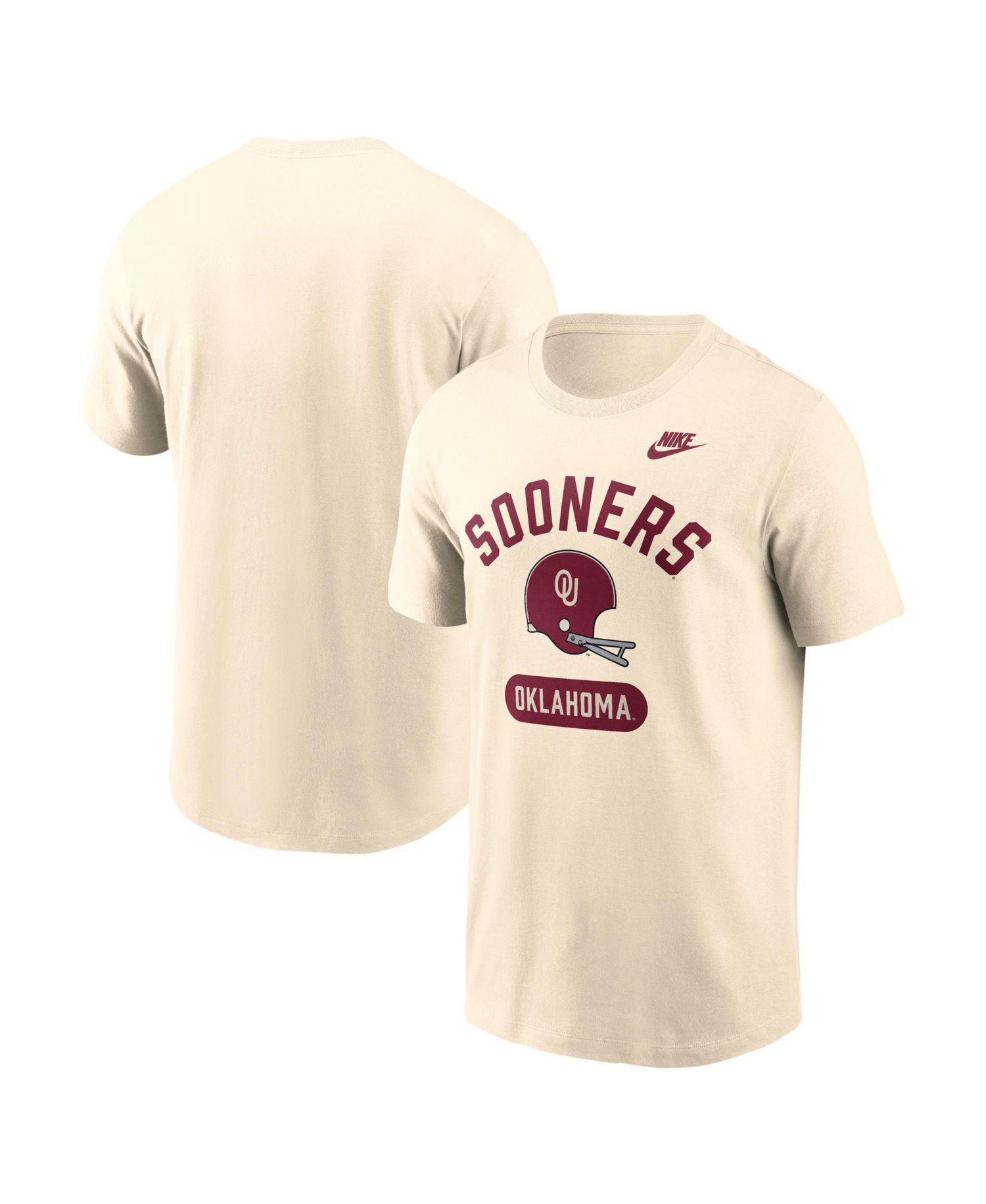 Men's Natural Oklahoma Sooners Legacy Arch Helmet T-Shirt