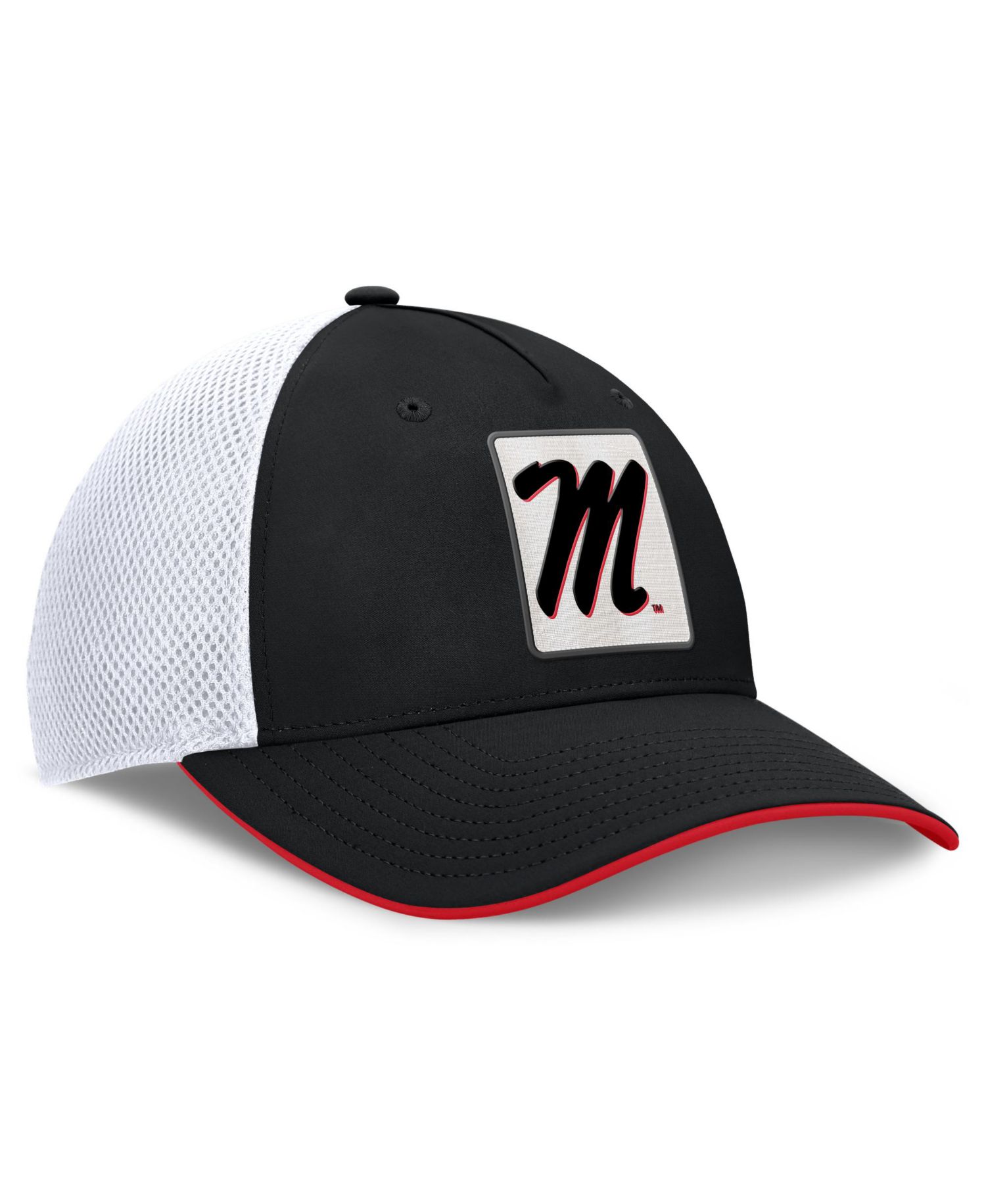 Men's Black Ole Miss Rebels 5-Panel Matter Flex Hat