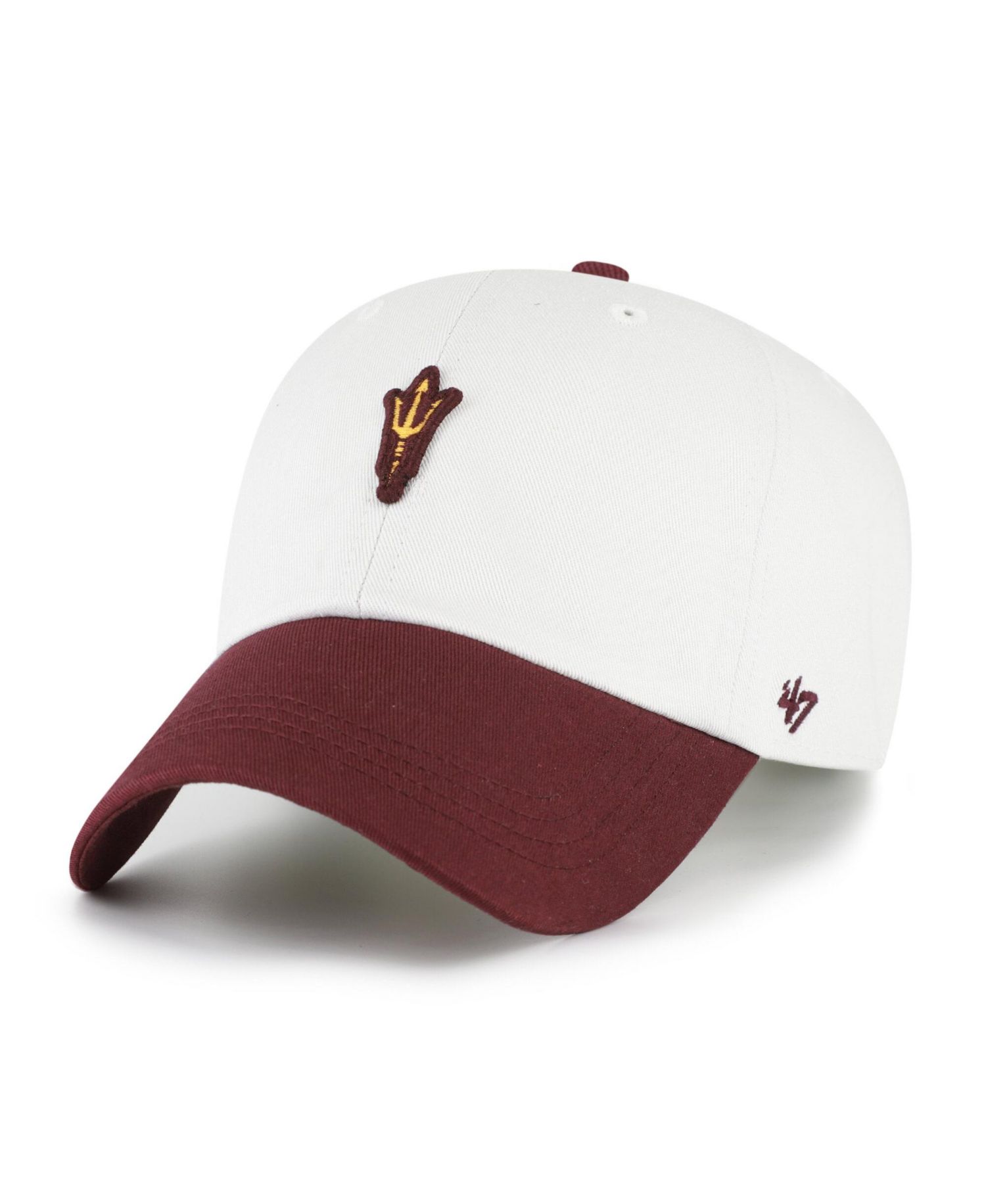 Men's '47 White/Maroon Arizona State Sun Devils Contemporary Basics Two Tone Clean Up Adjustable Hat