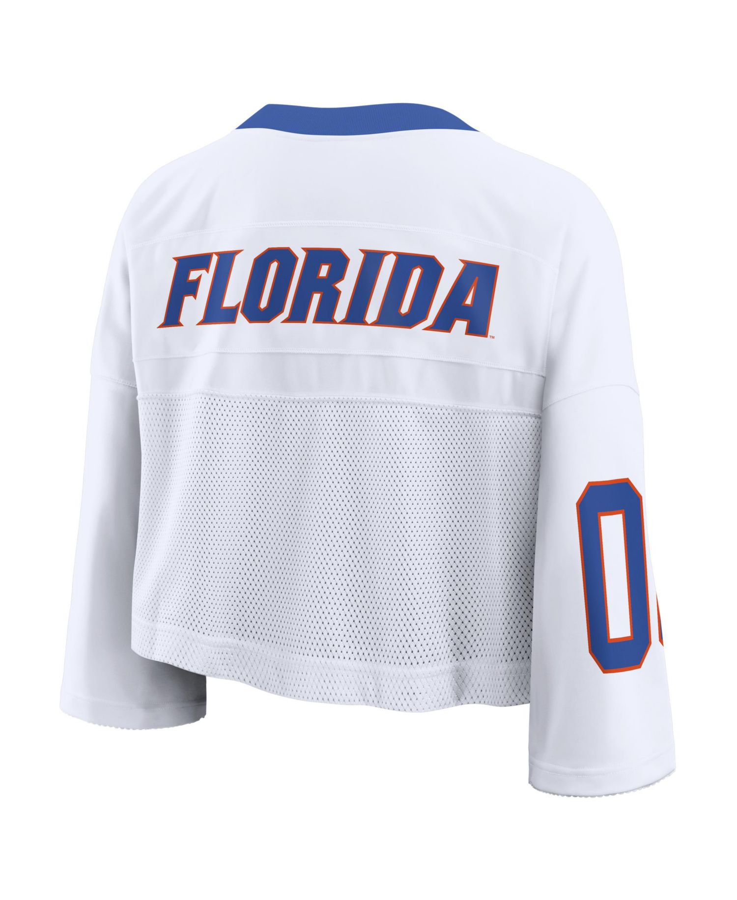 Women's White Florida Gators Oversized Logo Cropped Fashion Jersey