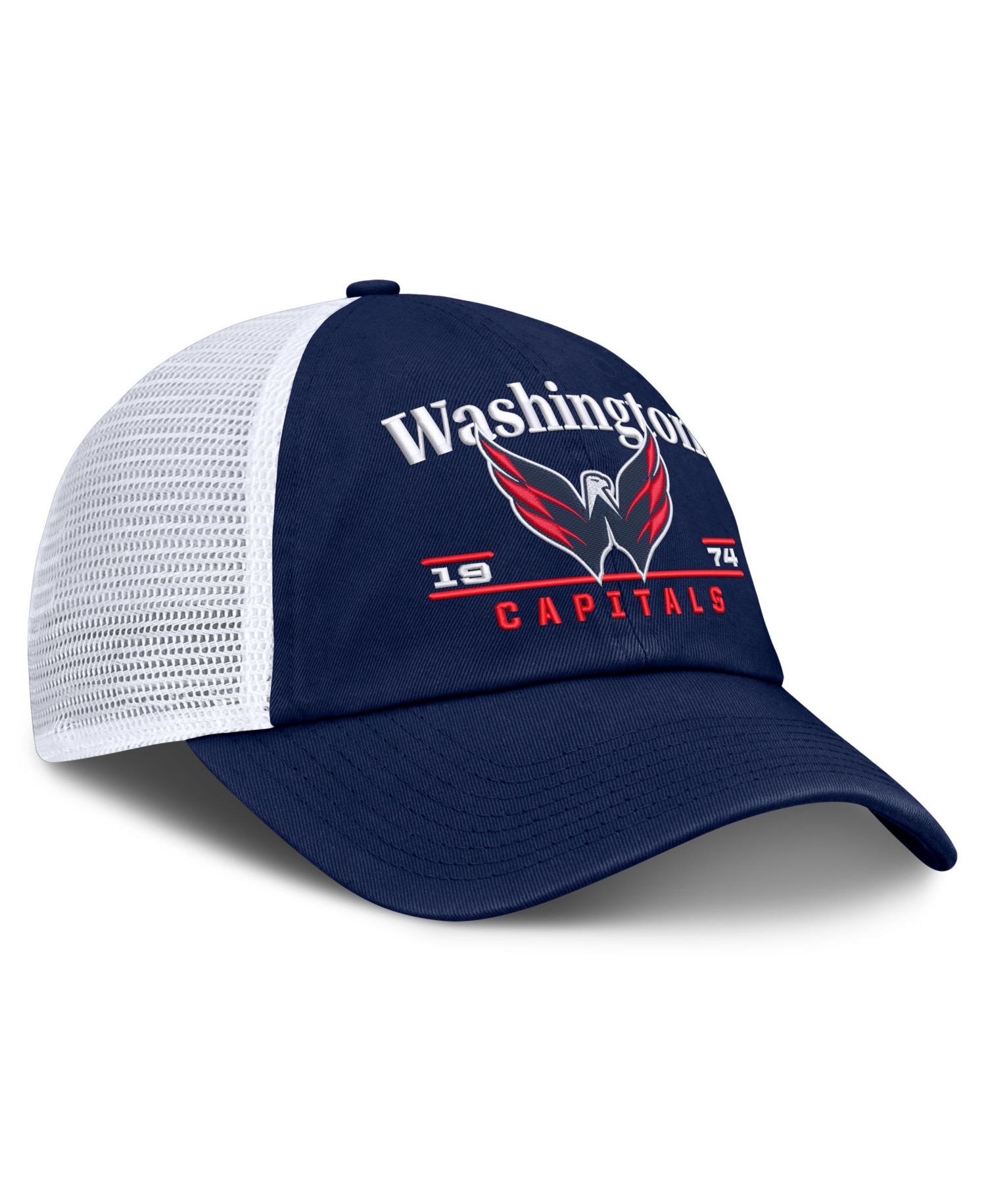 Men's Navy Washington Capitals Fundamental Underline Trucker Adjustable Hat