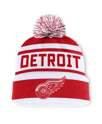 Men's Red/White Detroit Red Wings Fundamental Cuffed Knit Hat with Pom