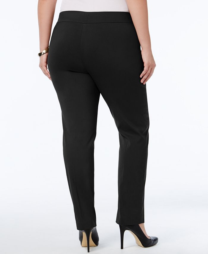 JM Collection Plus Size Tummy Control Pull-On Slim-Leg Pants & Reviews ...