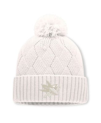 Women's Cream San Jose Sharks Level Up Cuffed Knit Hat with Pom