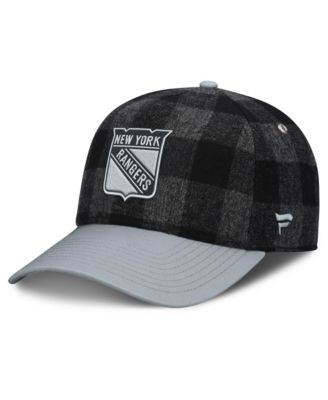 Men's Black/Gray New York Rangers Huntsman Plaid A-Frame Adjustable Hat