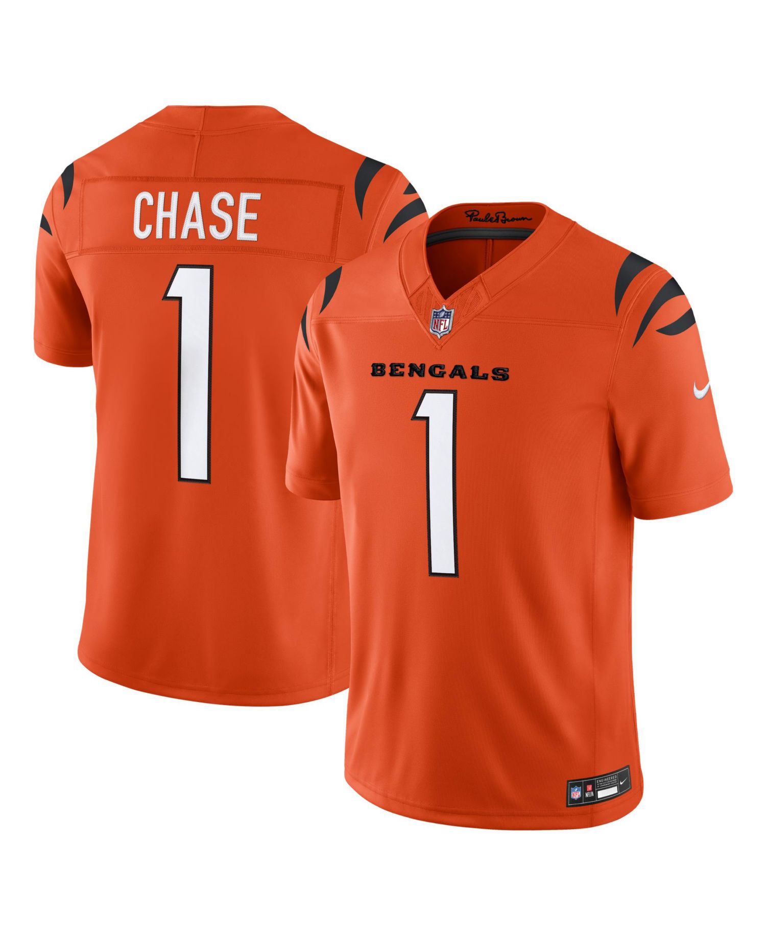 Men's Ja'Marr Chase Orange Cincinnati Bengals Alternate Vapor F.U.S.E. Stitched Limited Jersey