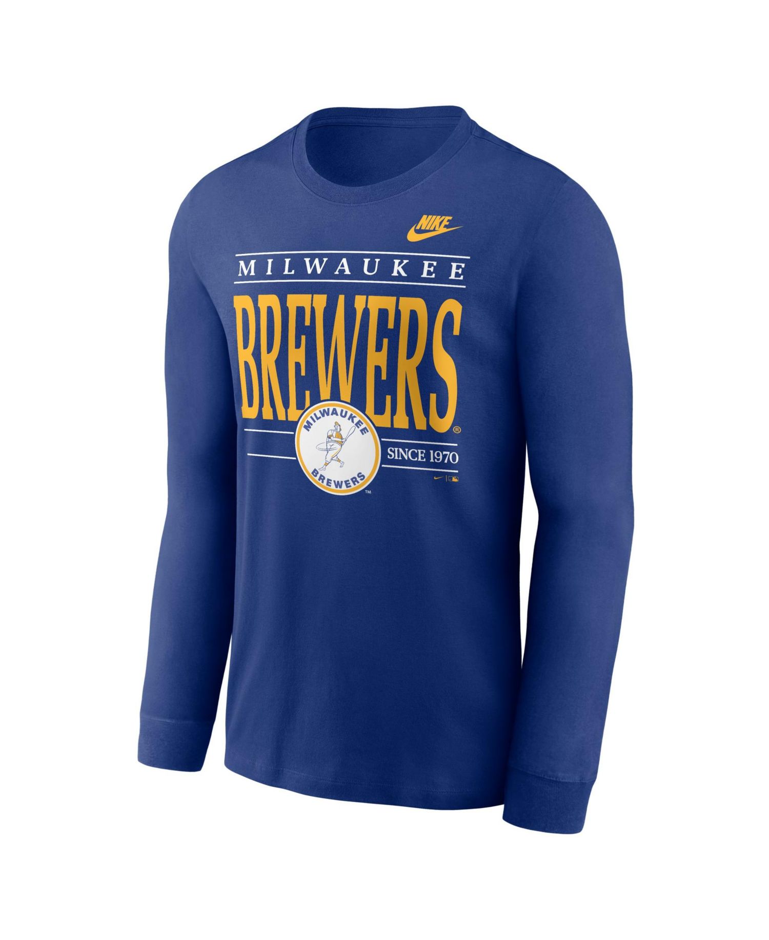 Men's Royal Milwaukee Brewers Cooperstown Graphic Long Sleeve T-Shirt