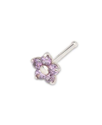 Cubic Zirconia 14K Solid Gold 3mm Flower Nose Stud