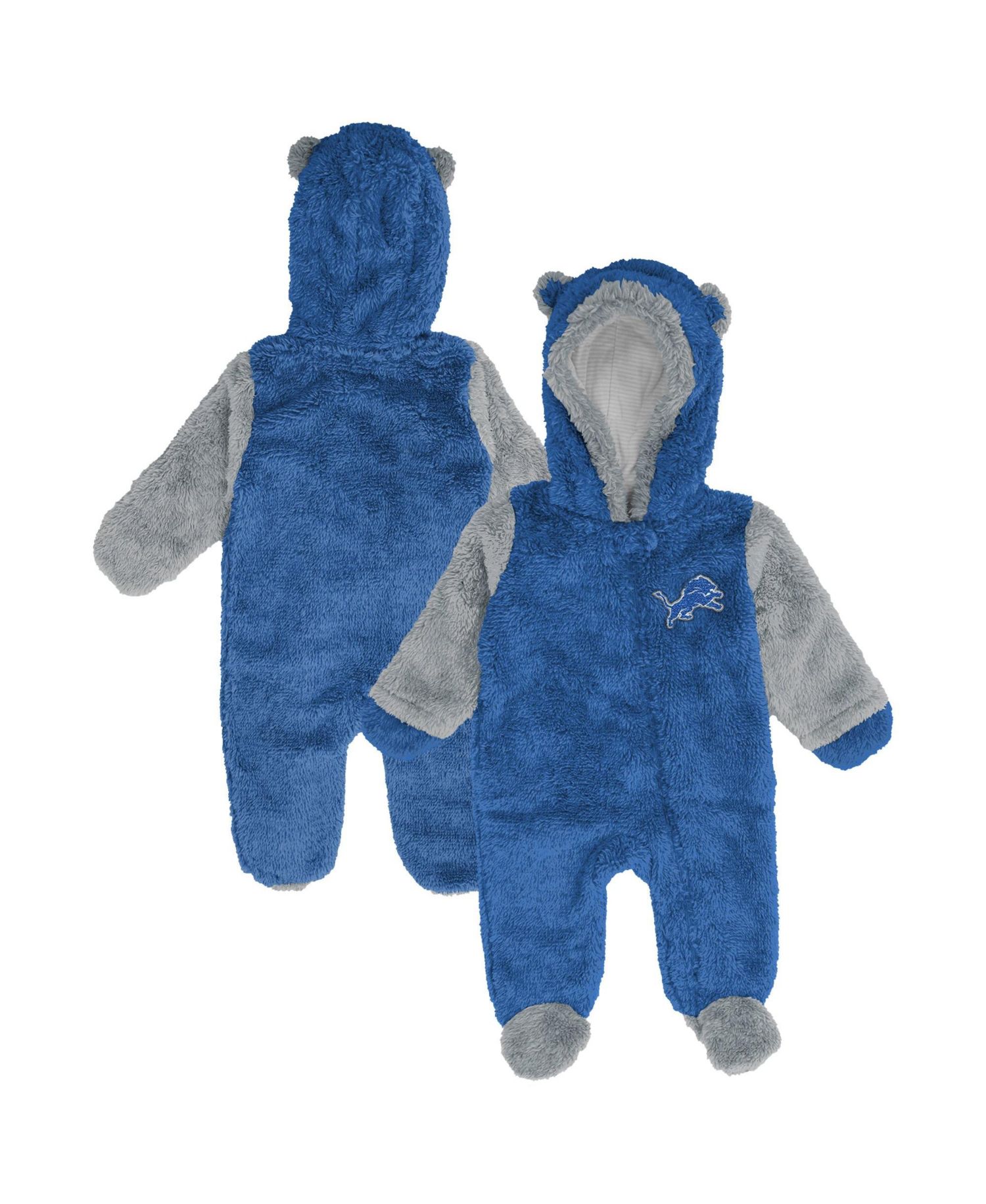 Baby Boys and Girls Blue Detroit Lions Teddy Fleece Bunting Full-Zip Sleeper