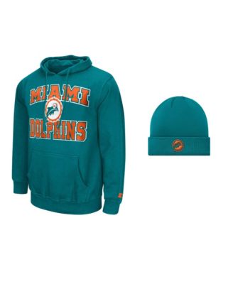 Men's  Aqua Miami Dolphins Hoodie and Cuffed Knit Hat Combo Pack