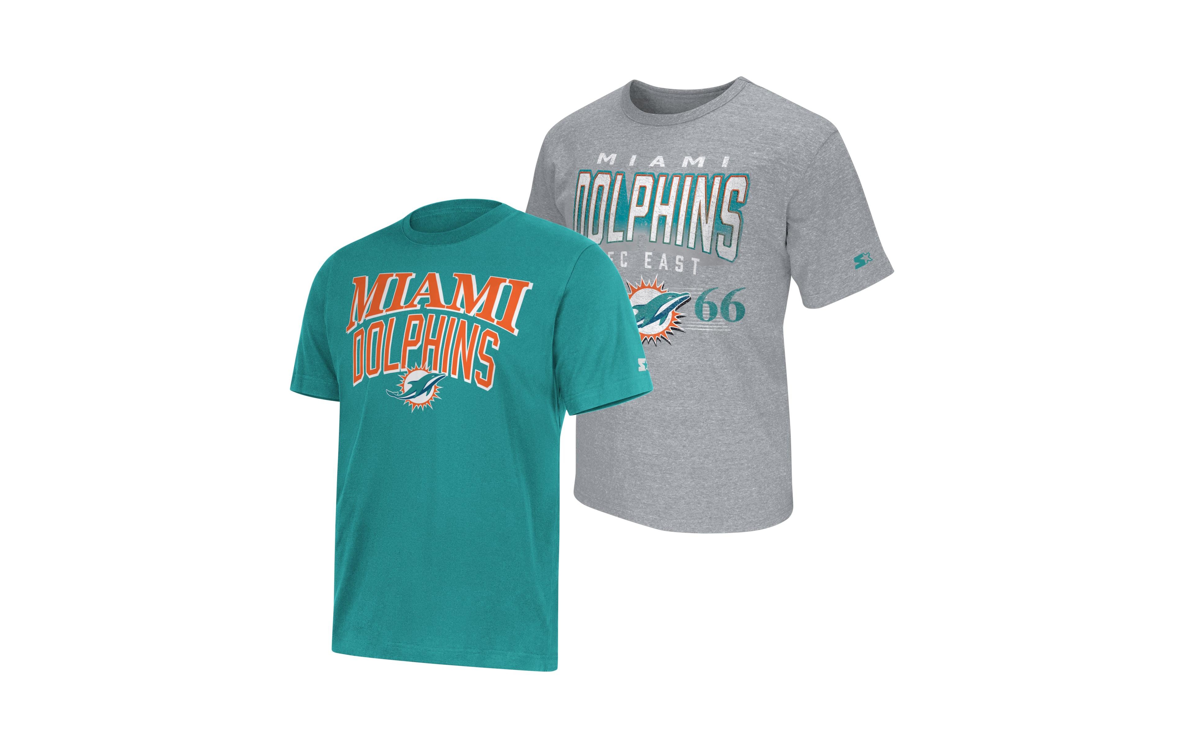 Starter Men's Miami Dolphins Graphic Classic-Fit Crewneck T-Shirt, 2-Piece Set